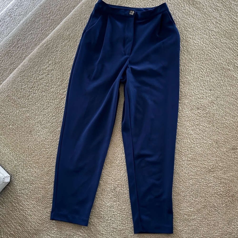 Good Luck Gem Elegant Navy Women's Ankle Trouser Pants